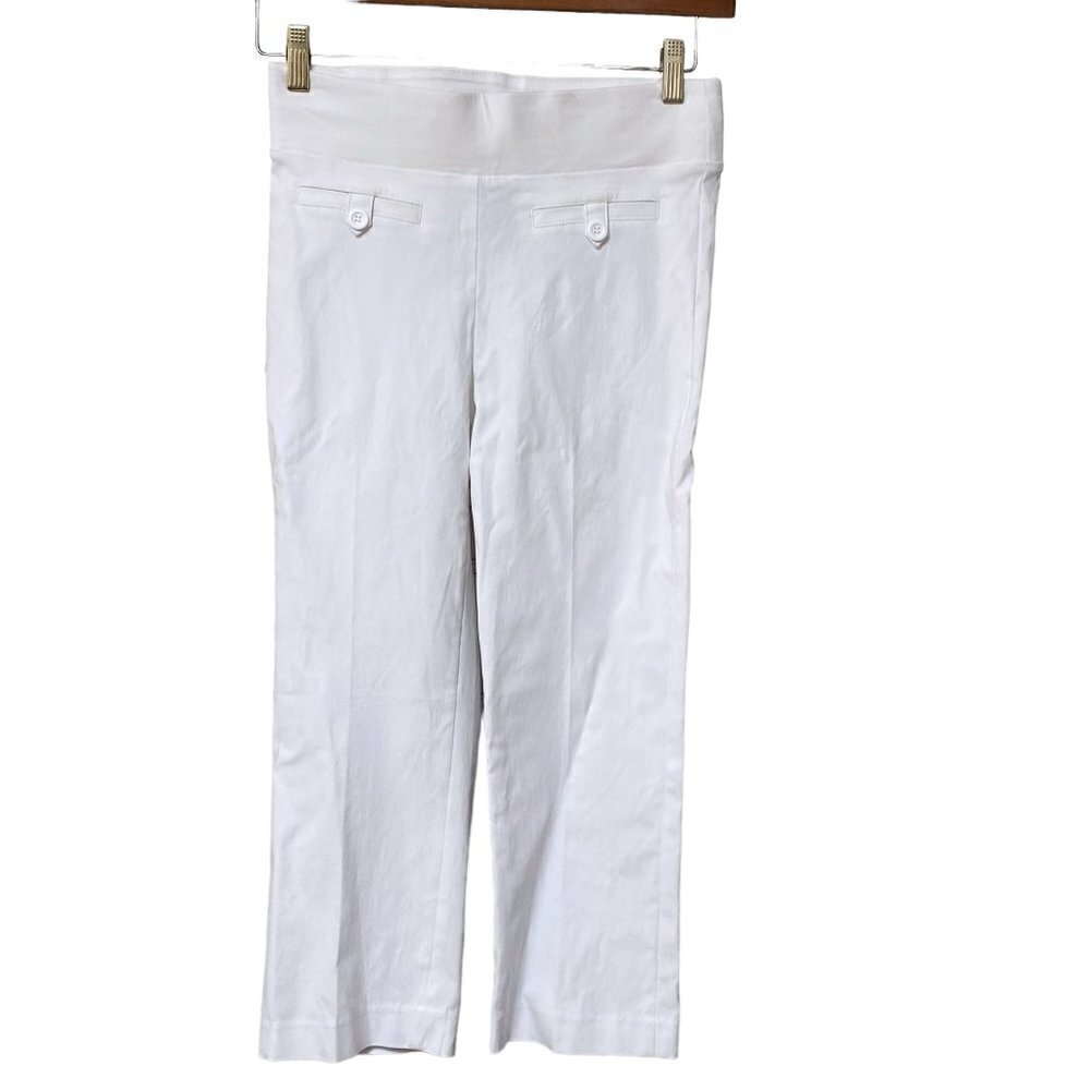 SUZY SHIER Capri Pants Small White Stretch Pull on Crop